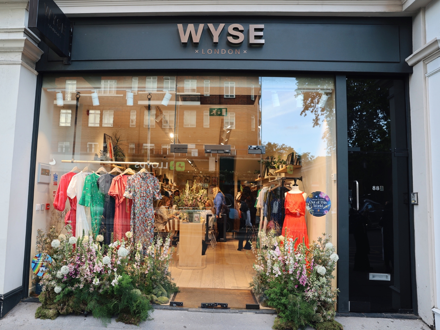 Wyse London clothing boutique storefront and window display